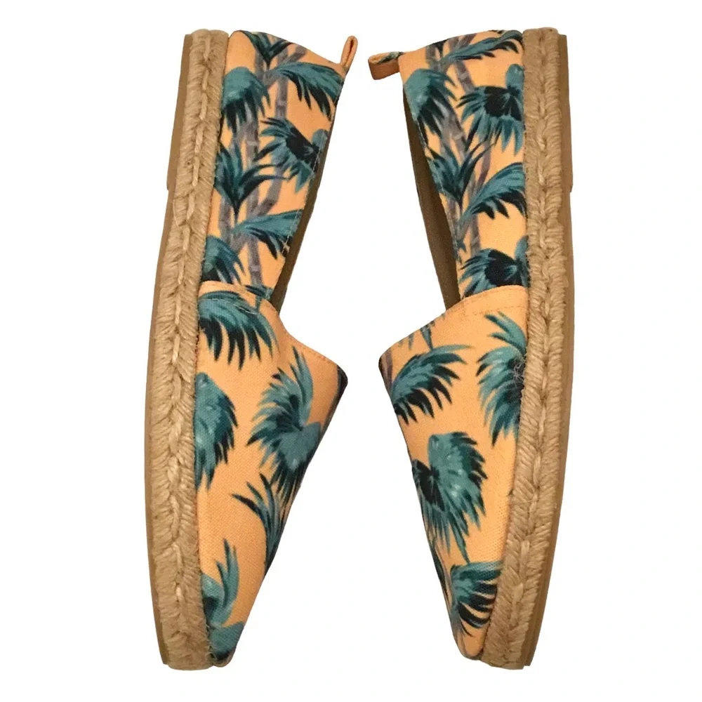Mara & Mine Palm Print Espadrille Flats Canvas Slip-On Shoes Sz: EU 40/US 9.5-10